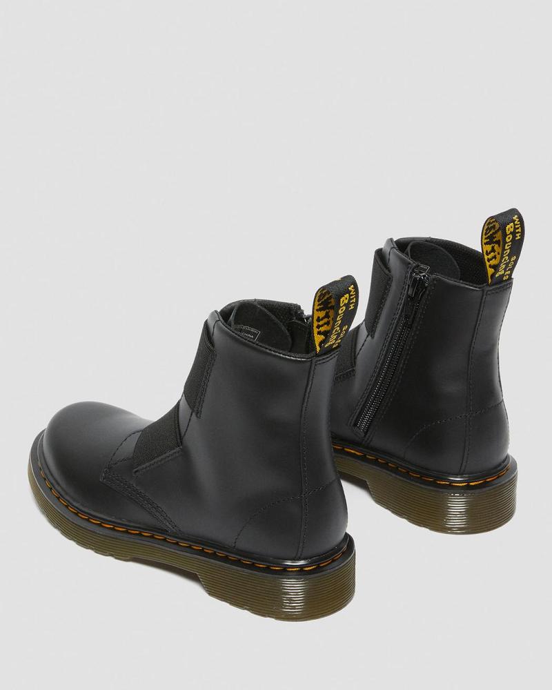 Dr Martens Junior 1460 Elastic Læder Snørestøvler Børn Sort | DK 673HAP